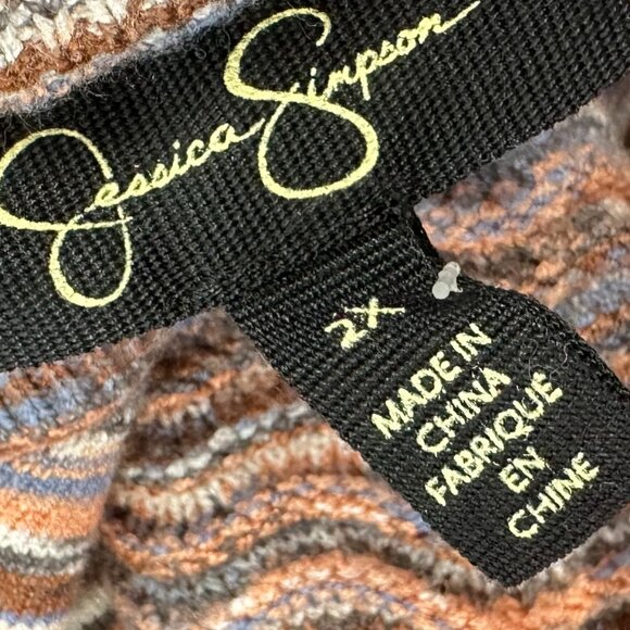 NEW Jessica Simpson Long Sleeve Top Striped Multicolor Flare Wide Sleeves 2X $89 - Picture 7 of 15